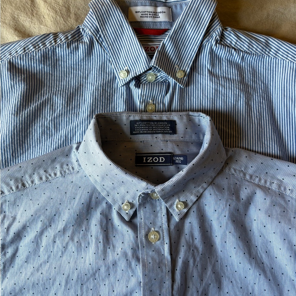 2 Izod youth button down dress shirts